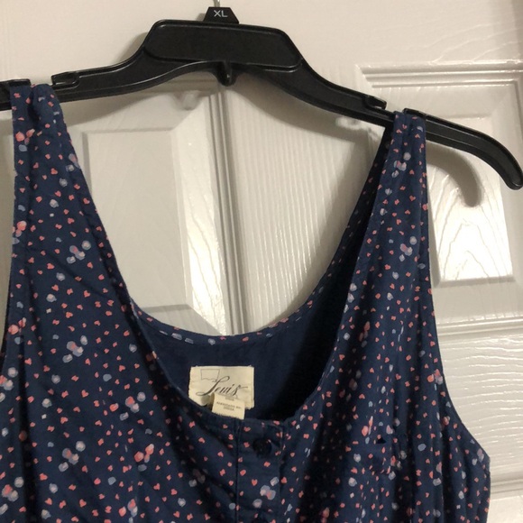 Vintage Levi’s 100% Cotton Button Front Mini Tank Dress in Navy and Pink Petal - Picture 11 of 13